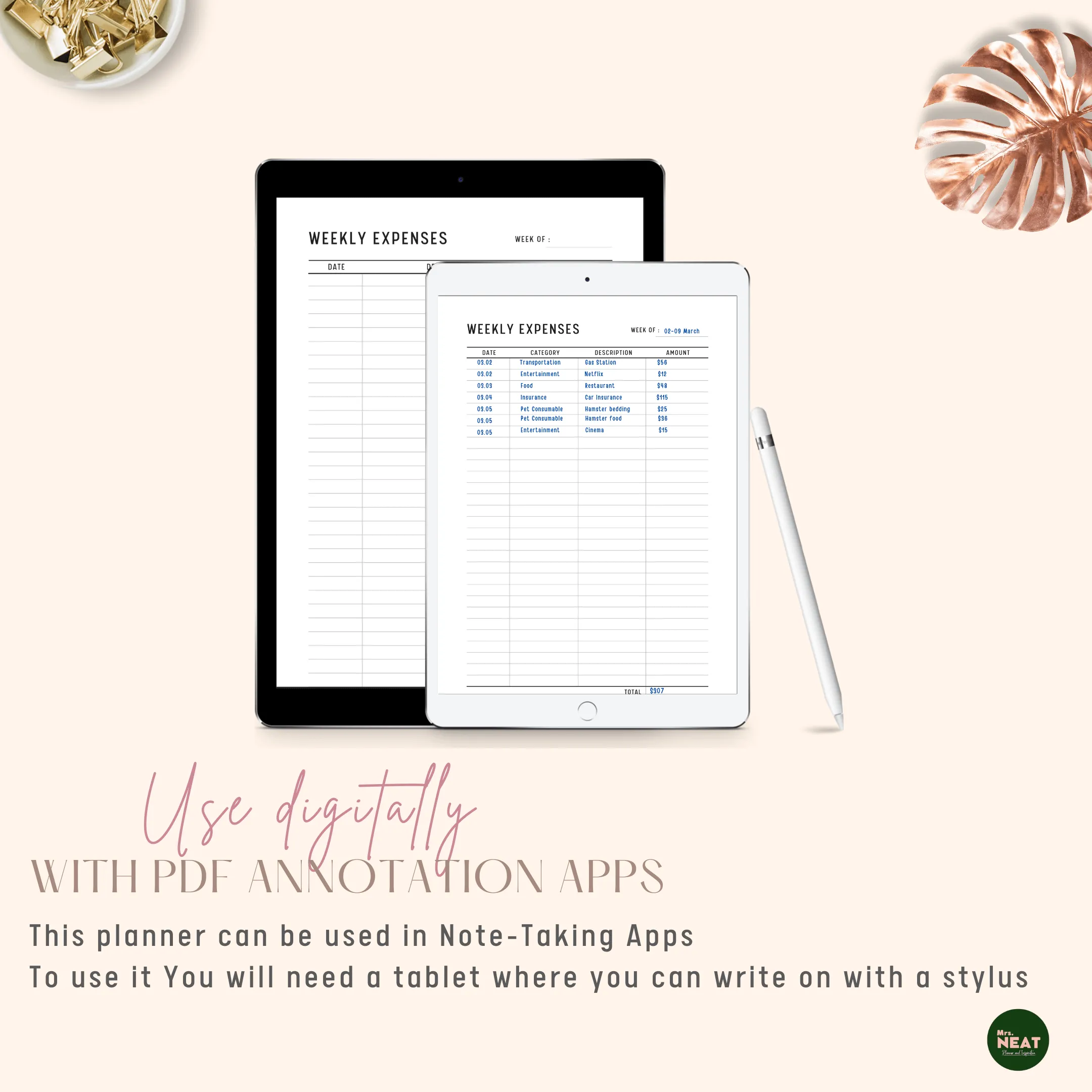Weekly Spending Tracker Printable - M115/6