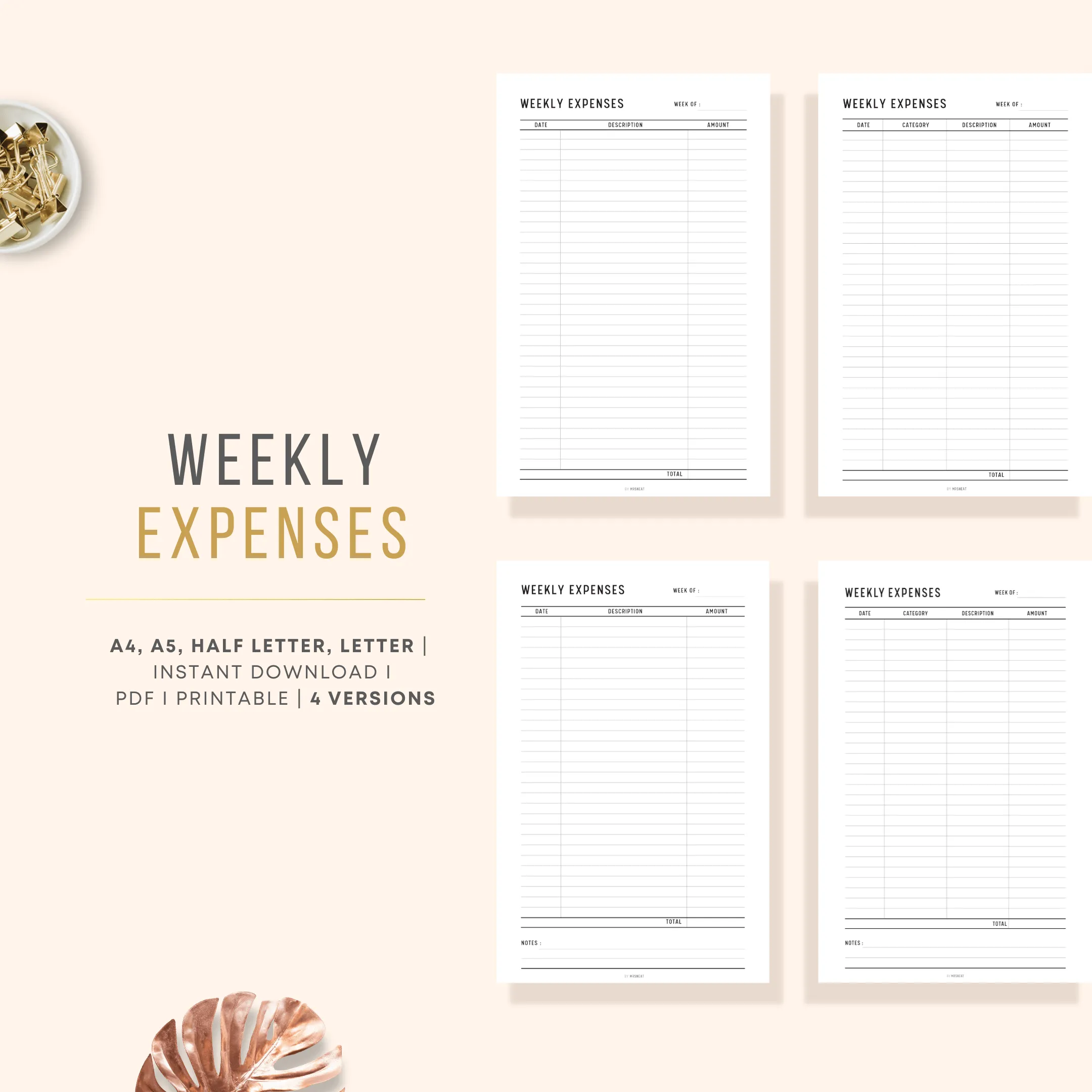 Weekly Spending Tracker Printable - M115/6