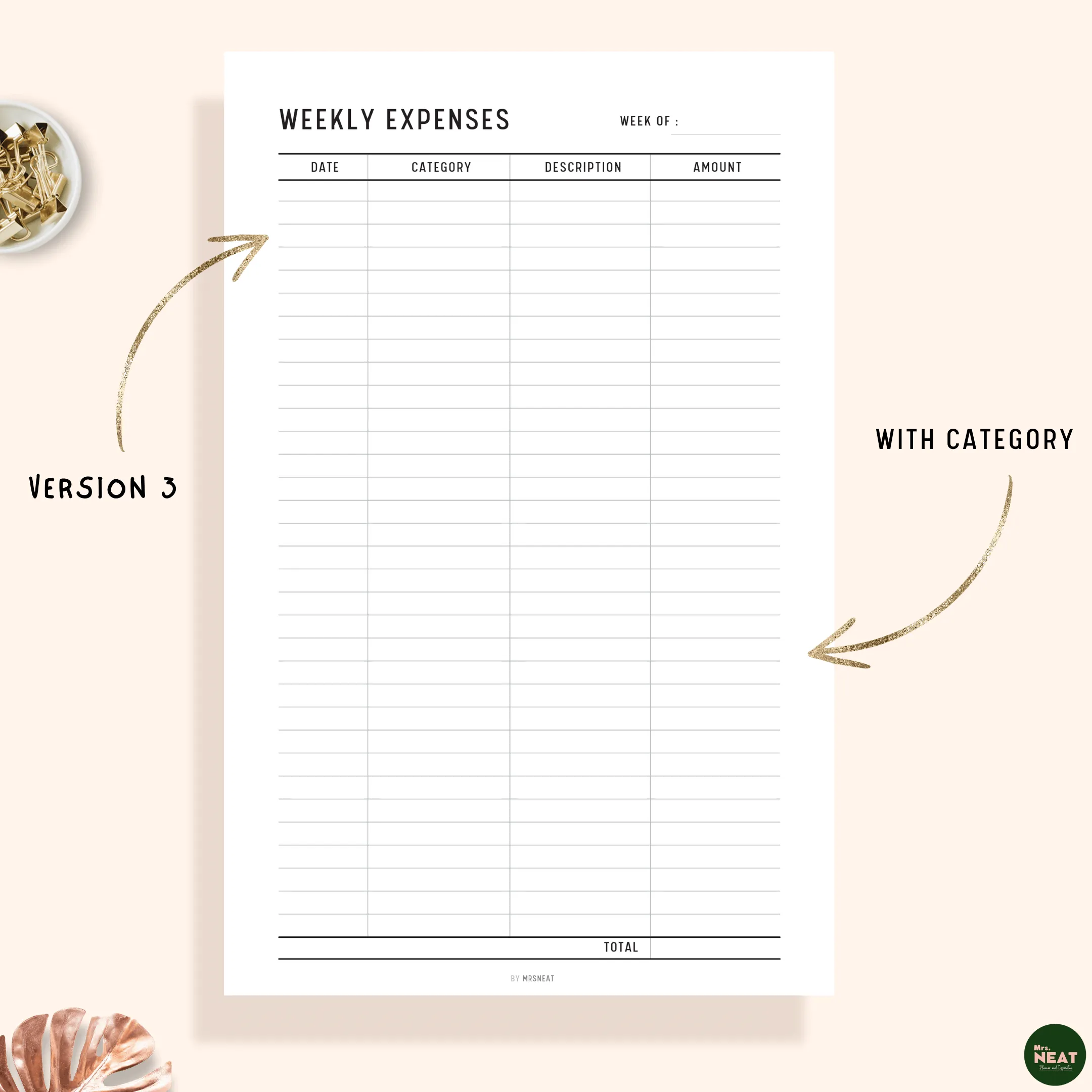 Weekly Spending Tracker Printable - M115/6