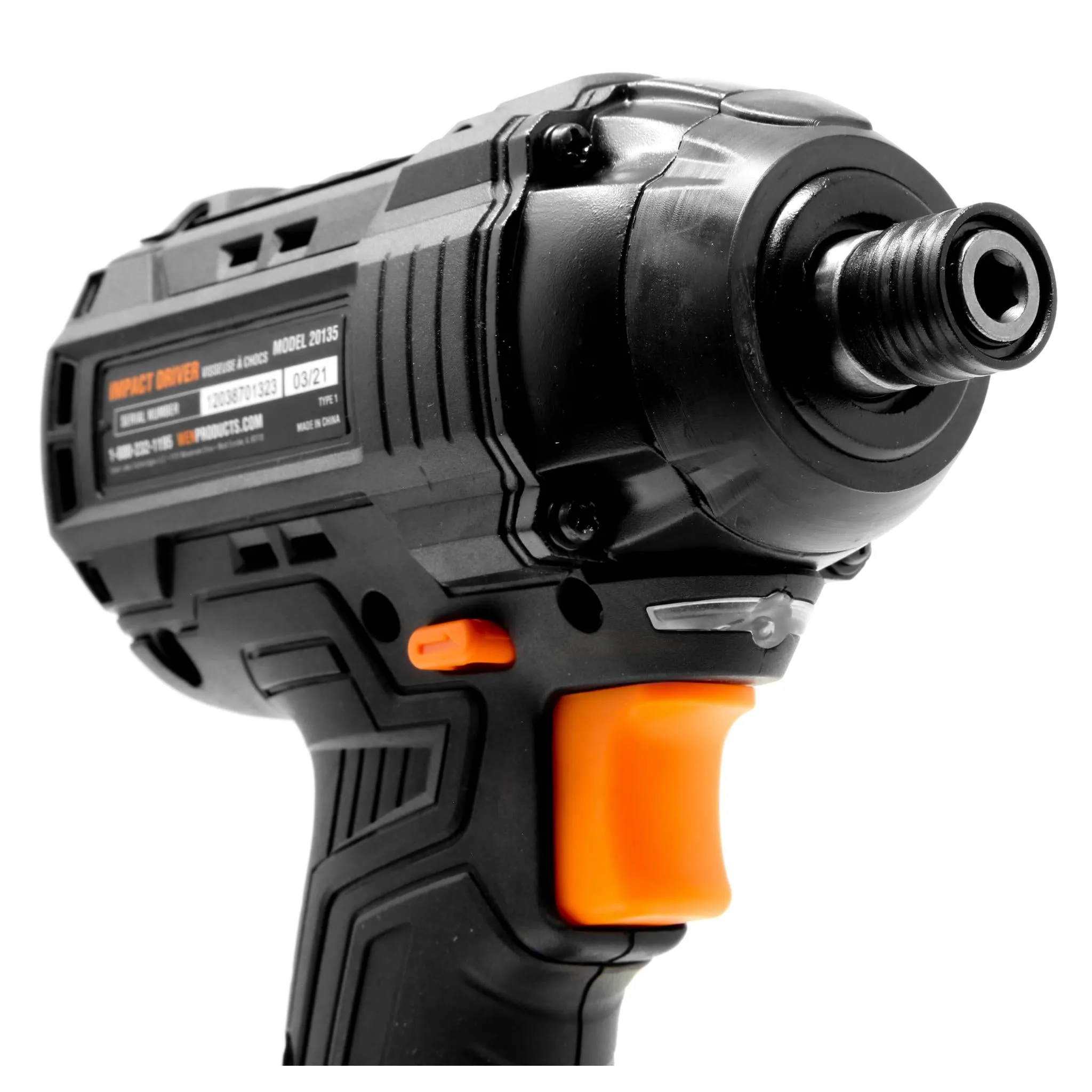 WEN 20135 20V MAX Lithium-Ion 1/4-Inch Brushless Cordless Impact Driver w/ 2.0 Ah Battery and Charger