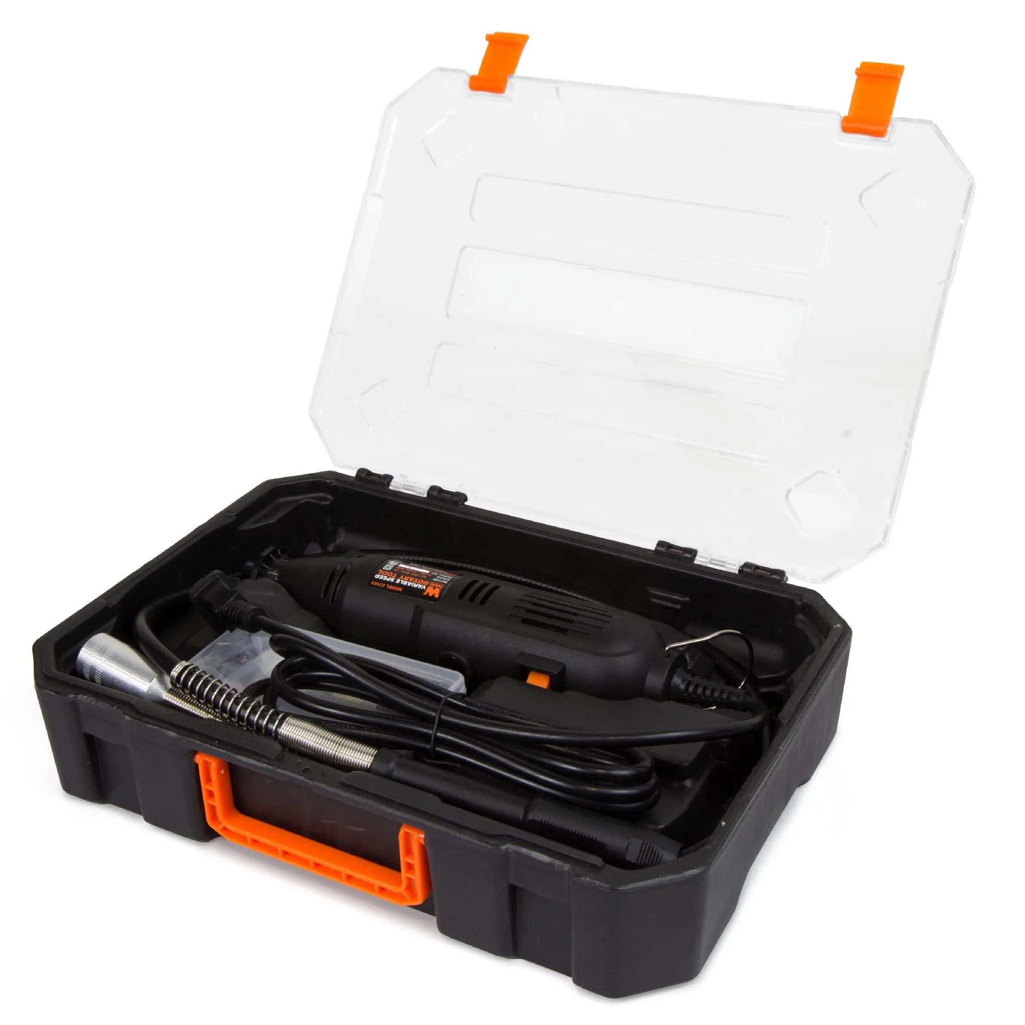 WEN 23103 1-Amp Variable Speed Rotary Tool with 100  Accessories, Carrying Case and Flex Shaft