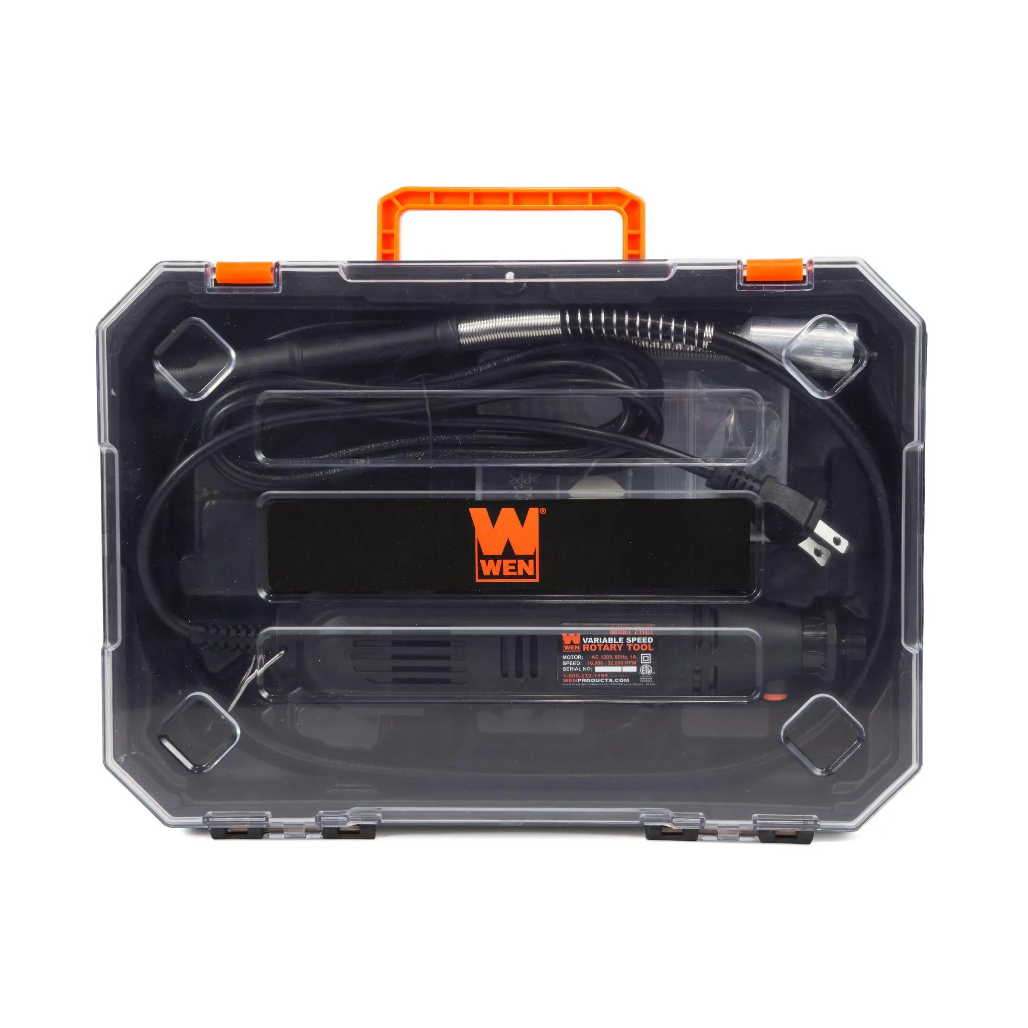 WEN 23103 1-Amp Variable Speed Rotary Tool with 100  Accessories, Carrying Case and Flex Shaft