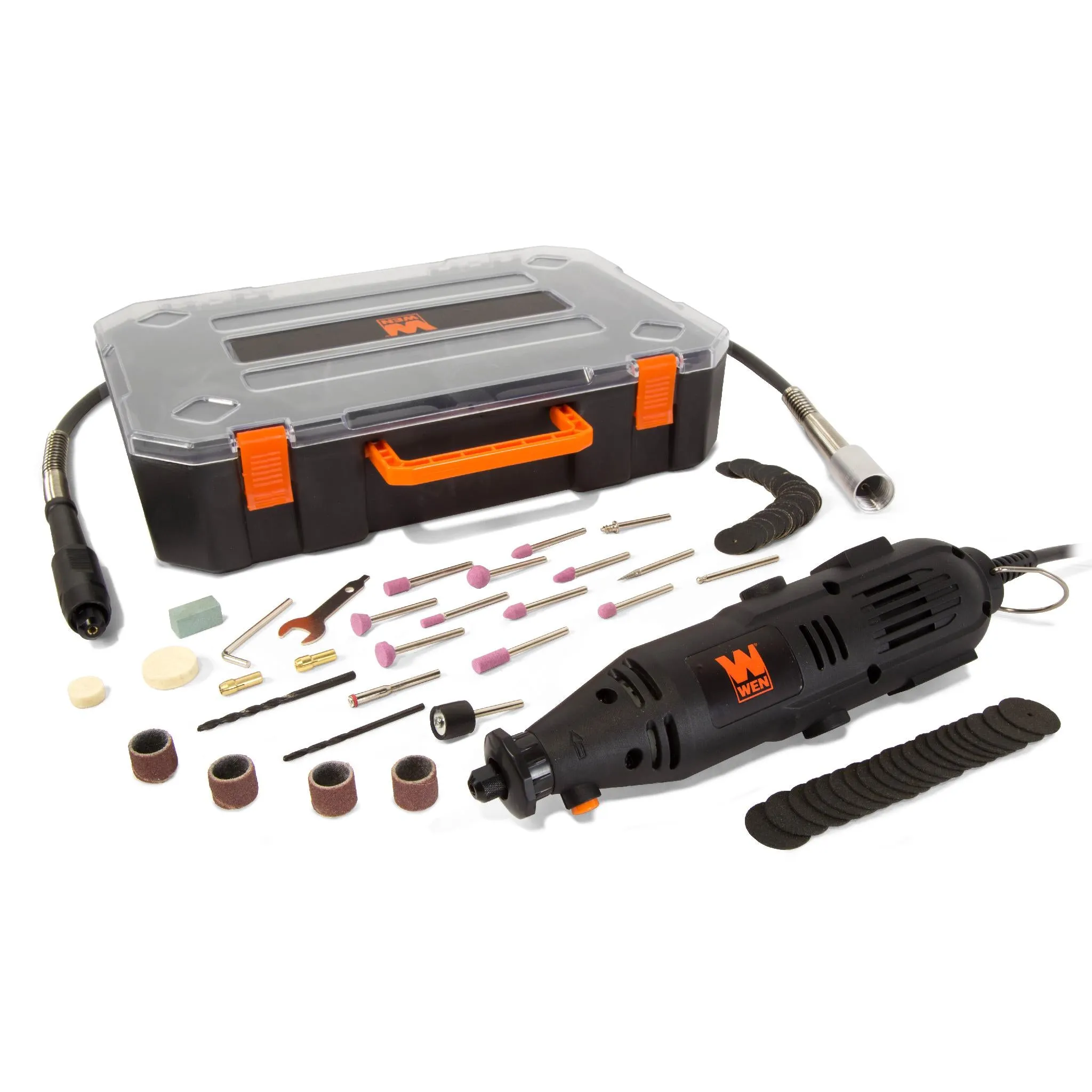 WEN 23103 1-Amp Variable Speed Rotary Tool with 100  Accessories, Carrying Case and Flex Shaft