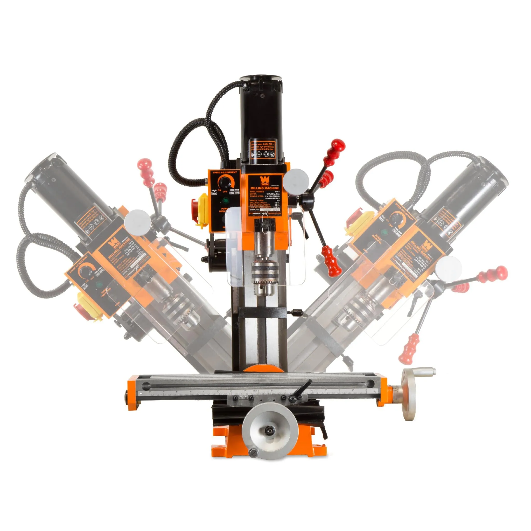 WEN 33013 4.5A Variable Speed Single Phase Compact Benchtop Metal Milling Machine with R8 Taper