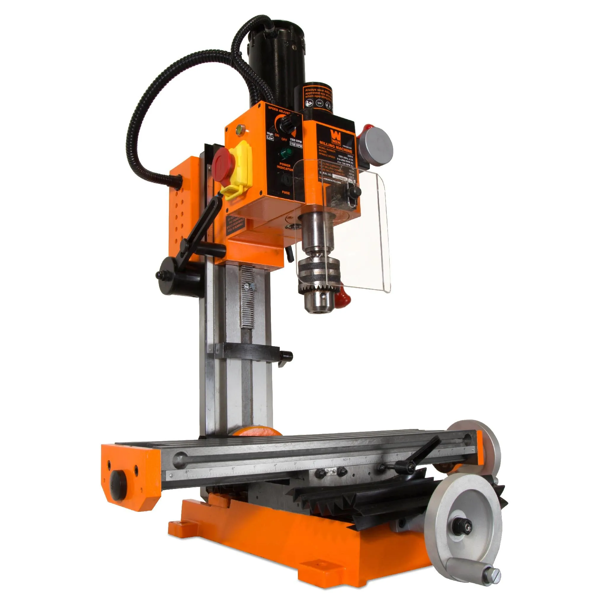 WEN 33013 4.5A Variable Speed Single Phase Compact Benchtop Metal Milling Machine with R8 Taper