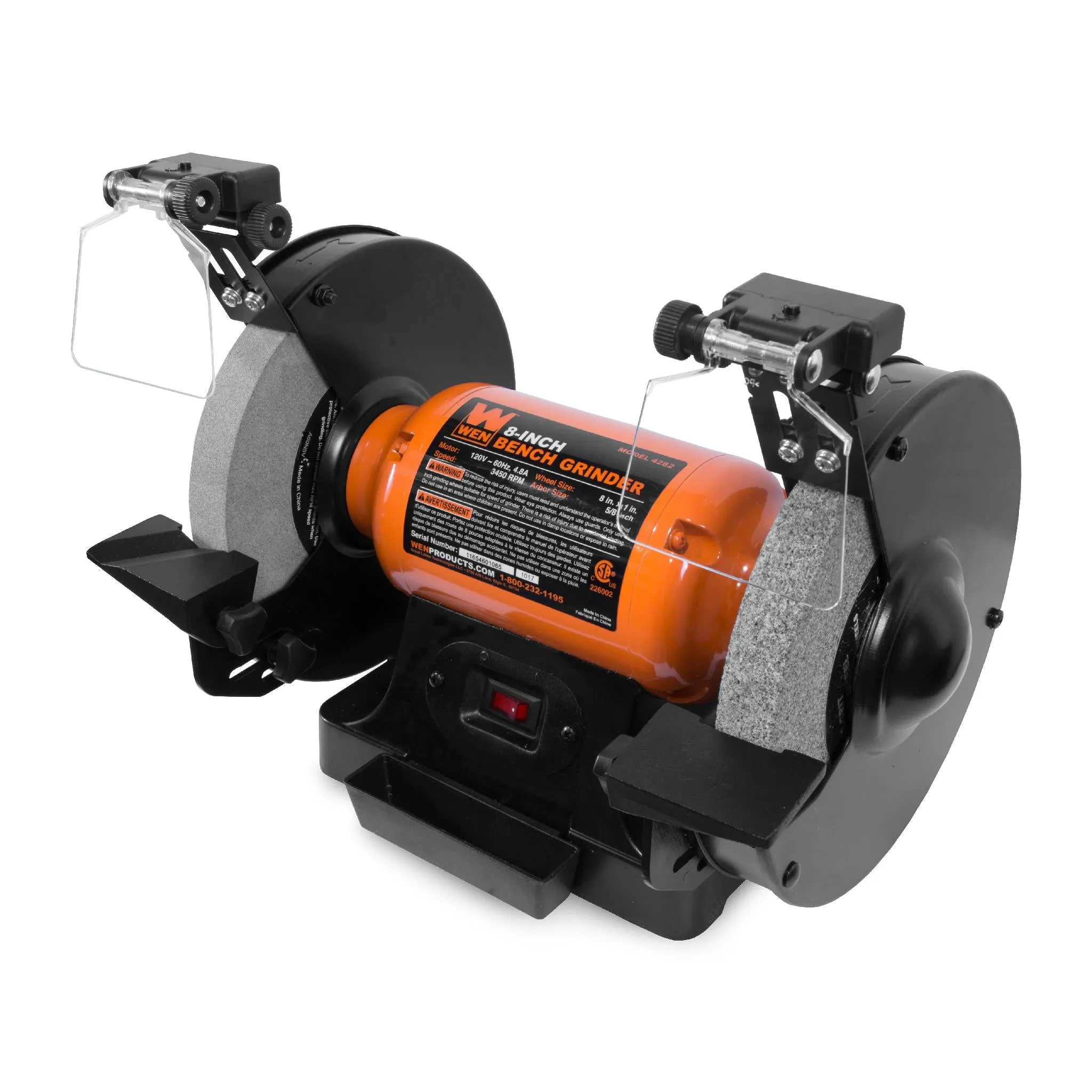 WEN BG4282 4.8-Amp 8-Inch Single Speed Bench Grinder with LED Work Lights