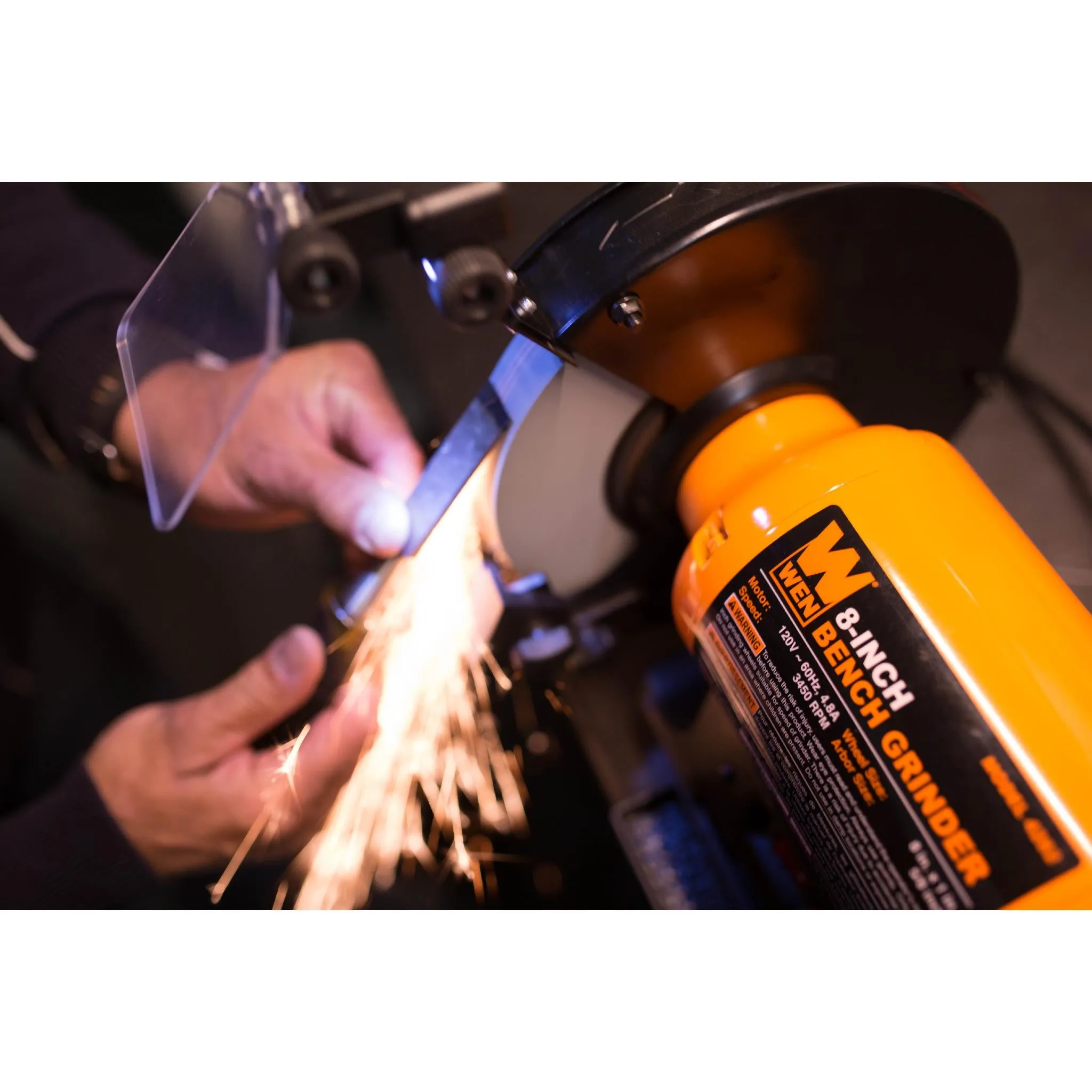 WEN BG4282 4.8-Amp 8-Inch Single Speed Bench Grinder with LED Work Lights