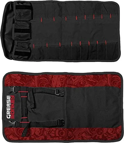 Wiha 18-PC Combination Metric and SAE Ratcheting Wrench Set,  with a FREE Grease Monkey 18 Pocket Rollup Pouch