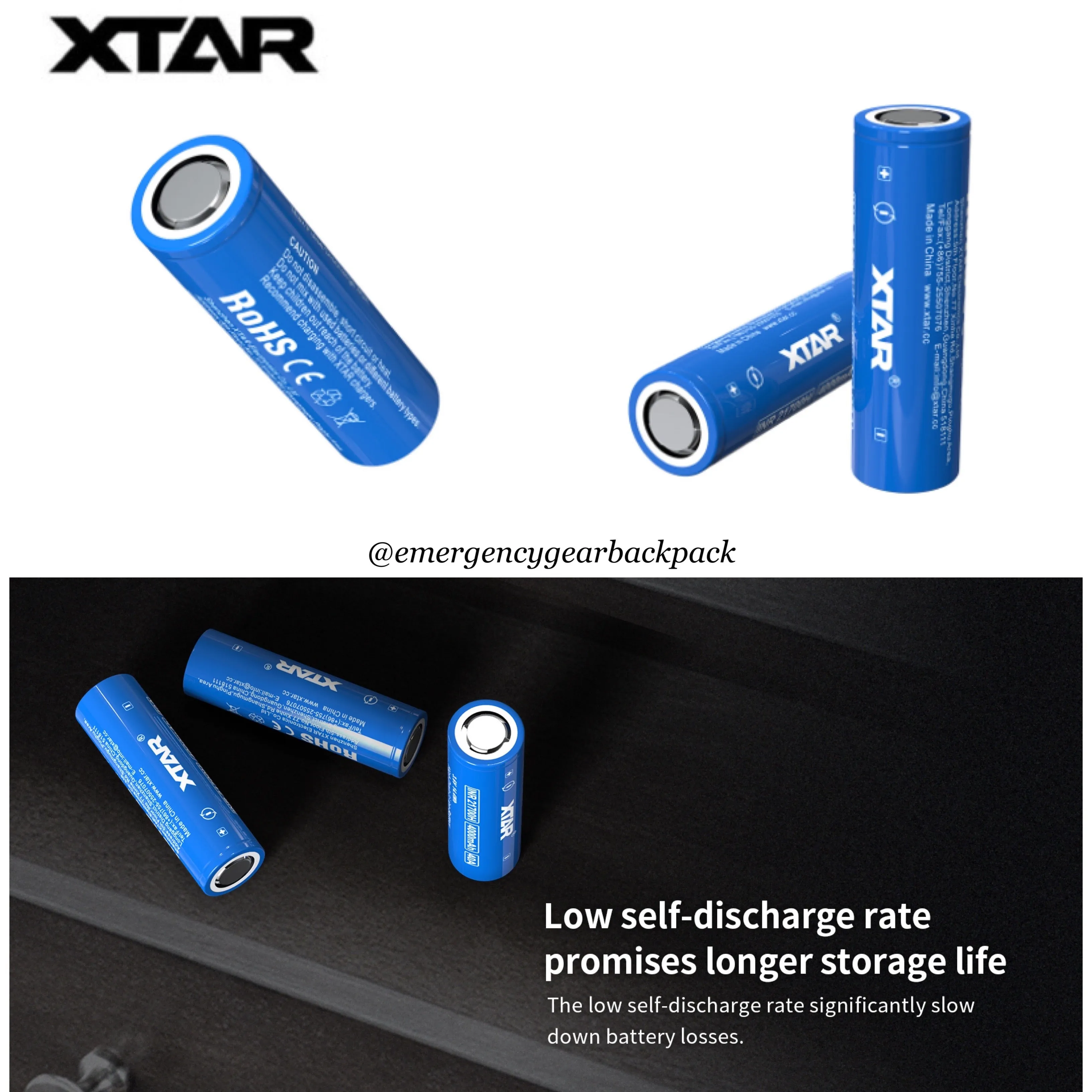 XTAR INR21700H 4000mAh 3.6V 40A  High-drain Li-ion Battery