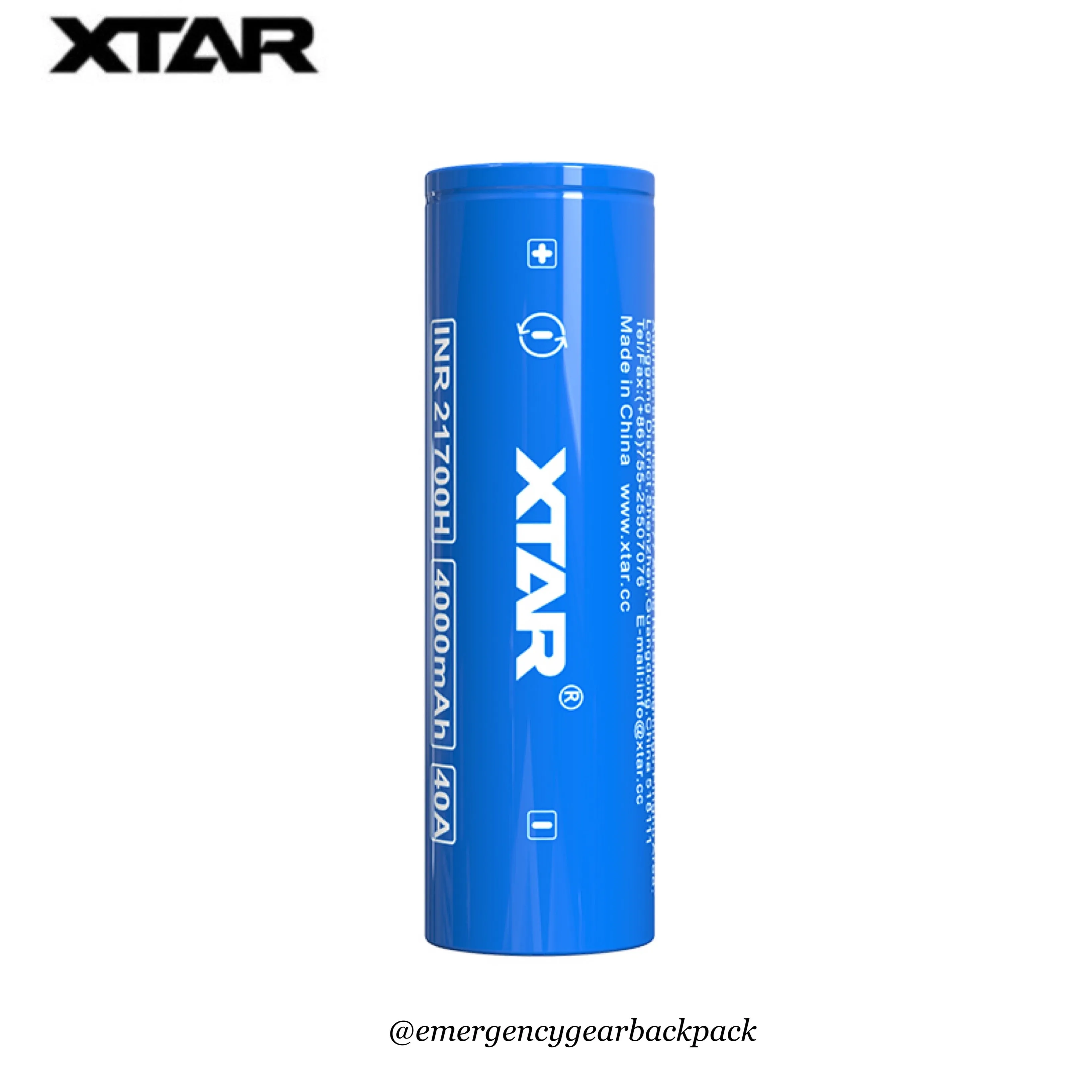 XTAR INR21700H 4000mAh 3.6V 40A  High-drain Li-ion Battery