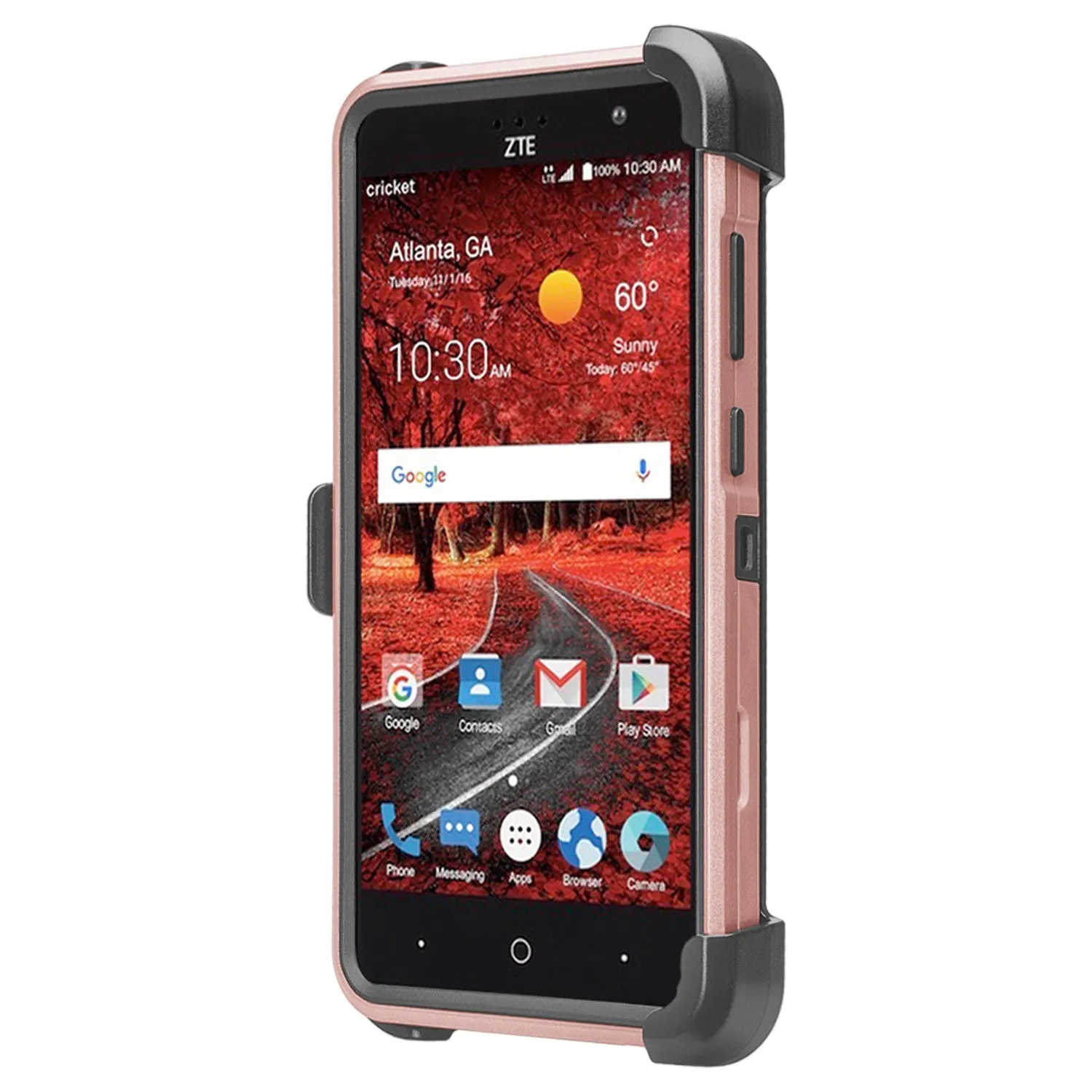 ZTE Blade Spark Z971, ZTE ZMAX One, ZTE Grand X4, X 4 Case, Rugged Hybrid [Belt Clip] Holster Cover [Kickstand] - Rose Gold