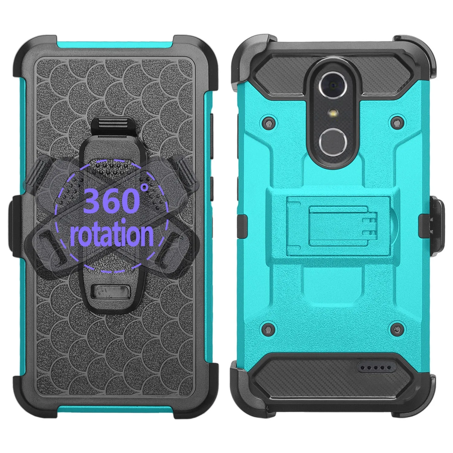 ZTE Blade Spark Z971, ZTE ZMAX One, ZTE Grand X4, X 4 Case, Rugged Hybrid [Belt Clip] Holster Cover [Kickstand] - Teal